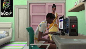 Indian Stepmom catches her stepson masturbating in front of the computer watching porn videos adult videos Porn Movies